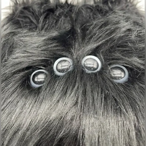 Furcore Plush Purse Black Faux‎ Fur Creature Eyes Grunge Kawaii Horror Monster - Picture 3 of 12